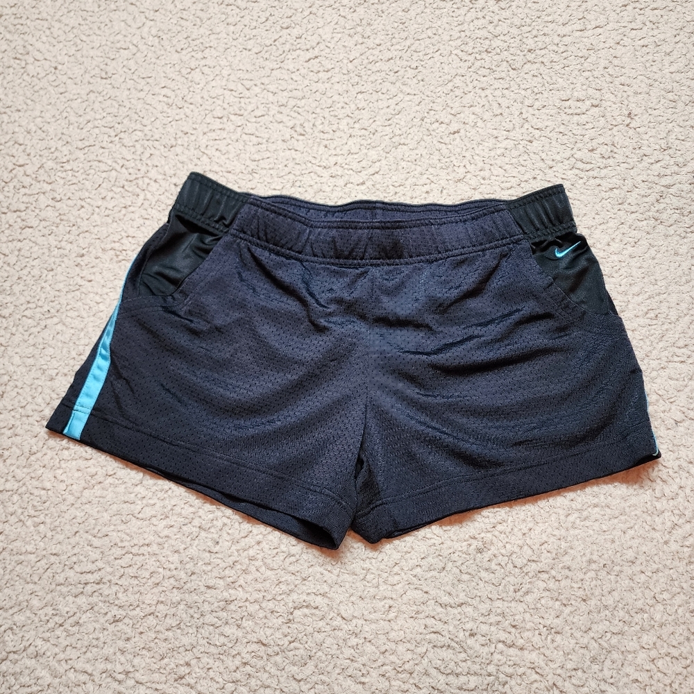 Nike Classic 3 Stripe Running Shorts Black Women's Sz Lg Drawstring Waist